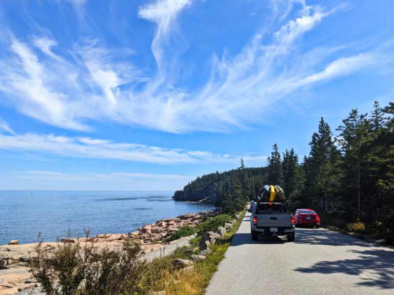Traffic on Scenic Drive Rocky Coast Acadia National Park Maine 1