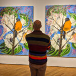 Rob Taylor with Bird Paintings at the Farnsworth Art Museum Rockland Midcoast Maine 1