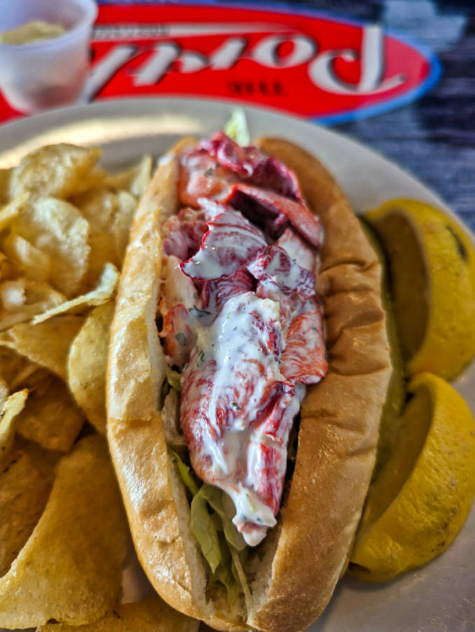 Lemon Aioli Lobster Roll at the Porthole Restaurant Wharf Waterfront Portland Maine 1