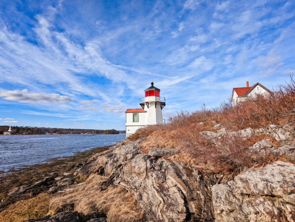 Squirrel Point Lighthouse on Kennebec River Arrowsic Maine 1