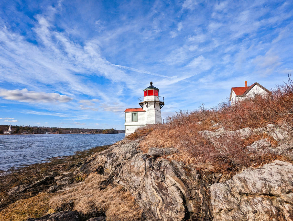 Squirrel Point Lighthouse on Kennebec River Arrowsic Maine 1