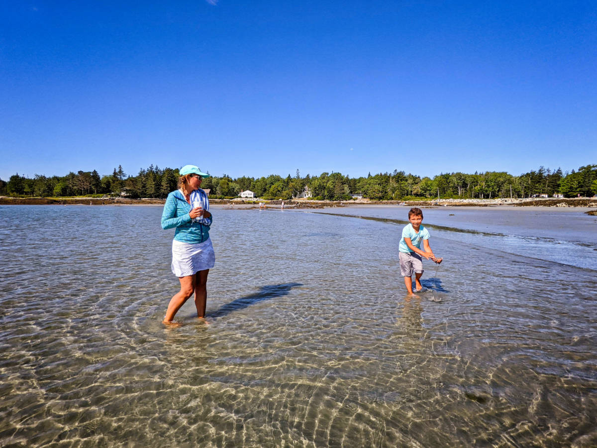 Taylor Family at Sandy Beach at Low Tide Drift Inn Beach St George Maine 1