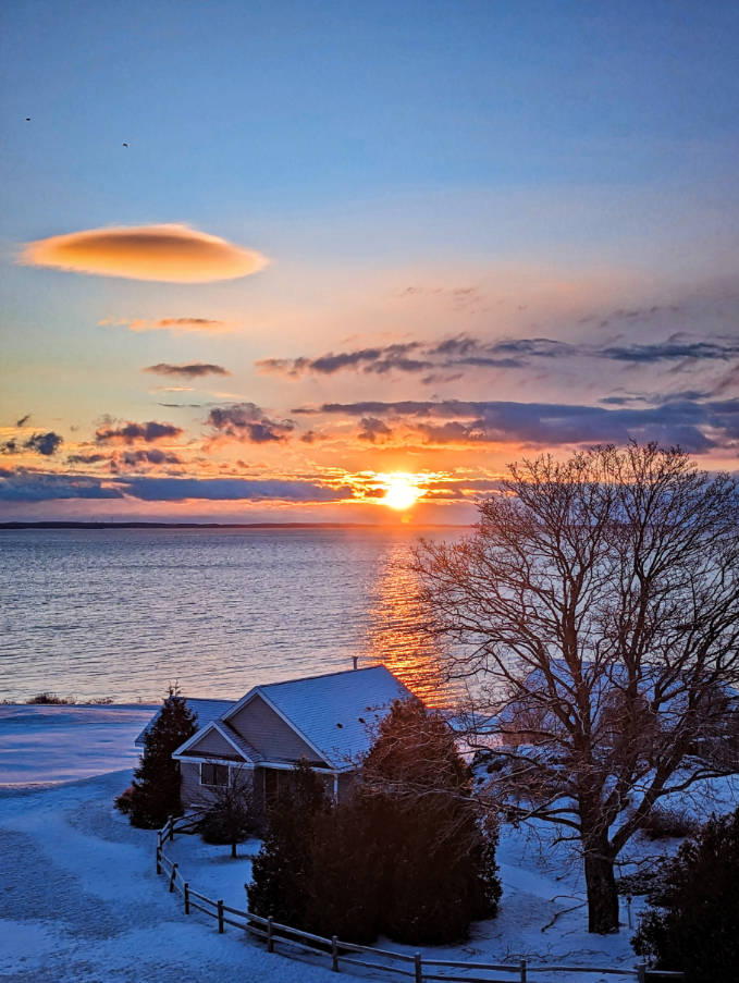 Fresh Snow at Sunrise at Samoset Resort Rockport Rockland Midcoast Maine 3