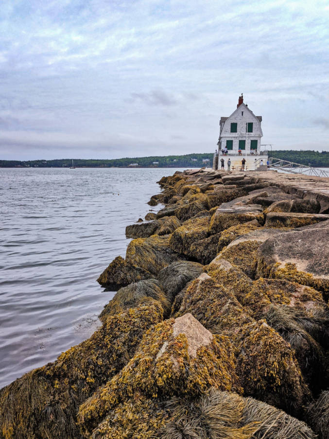 Rockland Breakwater Lighthouse in Harbor at Rockland Maine 3