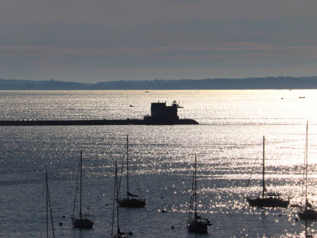 Silhouette of Rockland Breakwater Lighthouse Rockland Maine 4