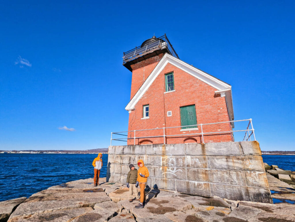 Taylor Family at Rockland Breakwater Lighthouse Maine 8