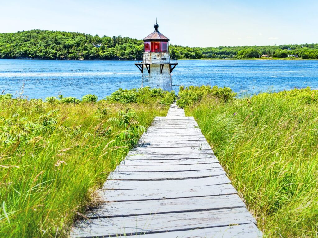 Squirrel Point Lighthouse on Kennebec River Arrowsic Maine 1