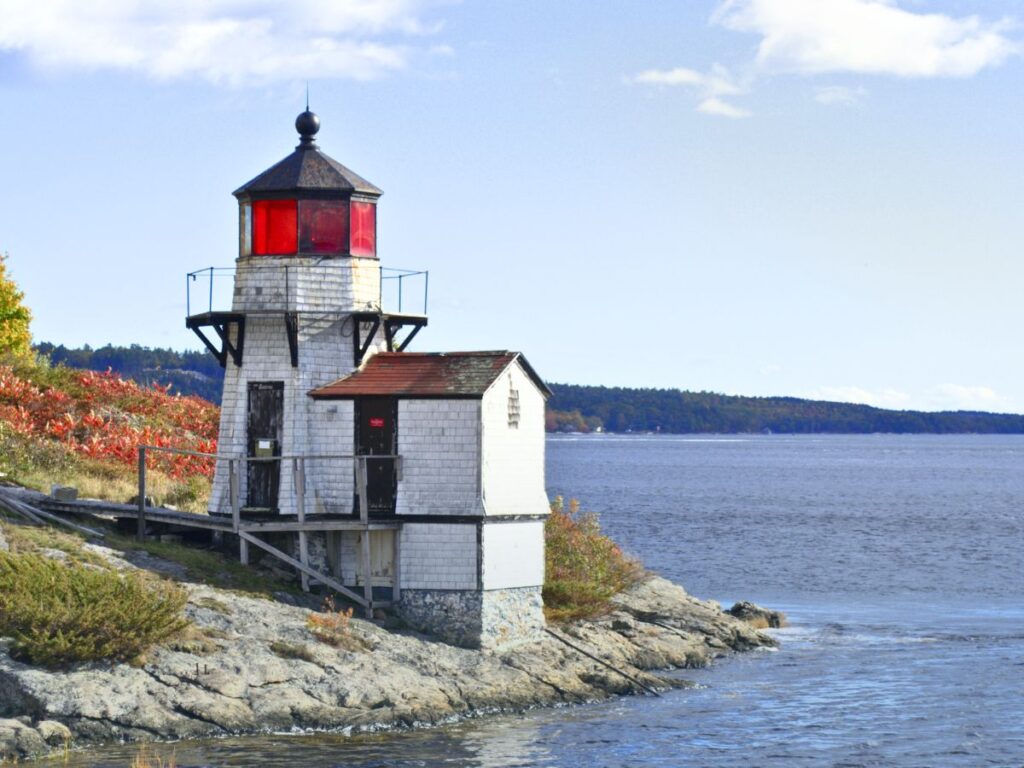 Squirrel Point Lighthouse on Kennebec River Arrowsic Maine 2