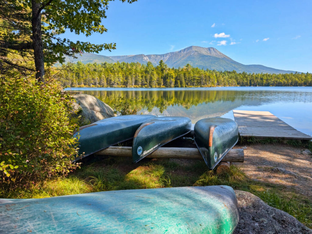 Canoes at Daicey Pond in Baxter State Park Millinocket Maine 2