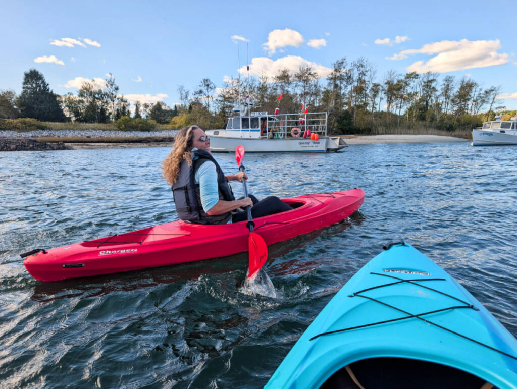Kelly Kayaking on Kennebunk River from Breakwater Inn Kennebunkport Maine 2