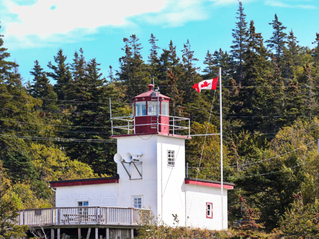 Long Eddy Lighthouse on Grand Manan Island Bay of Fundy New Brunswick Canada from Bar Harbor Whale Watching Lighthouse Cruise 2