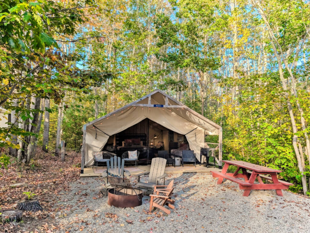 Platform Tents Glamping at Sandy Pines Campground Kennebunkport Maine 2