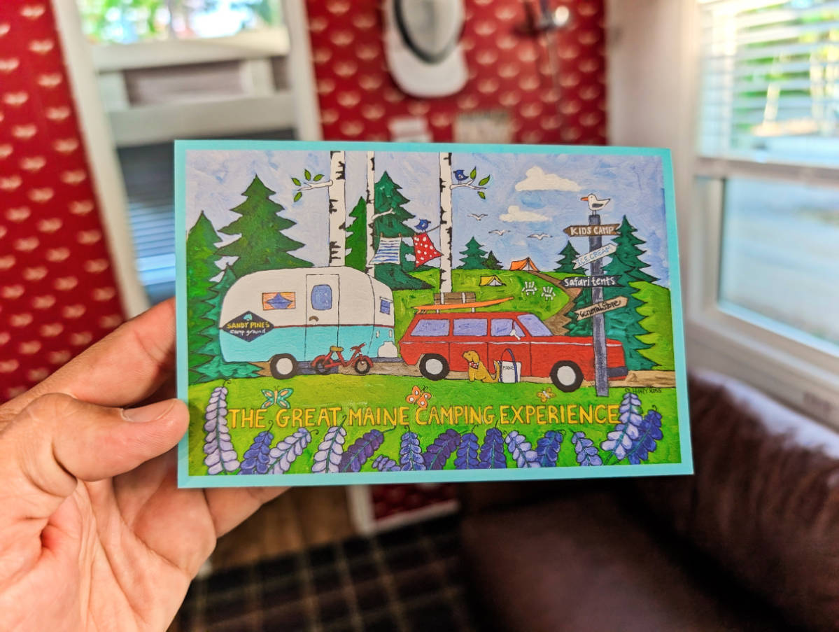Postcard for Glamping at Sandy Pines Campground Kennebunkport Maine 1