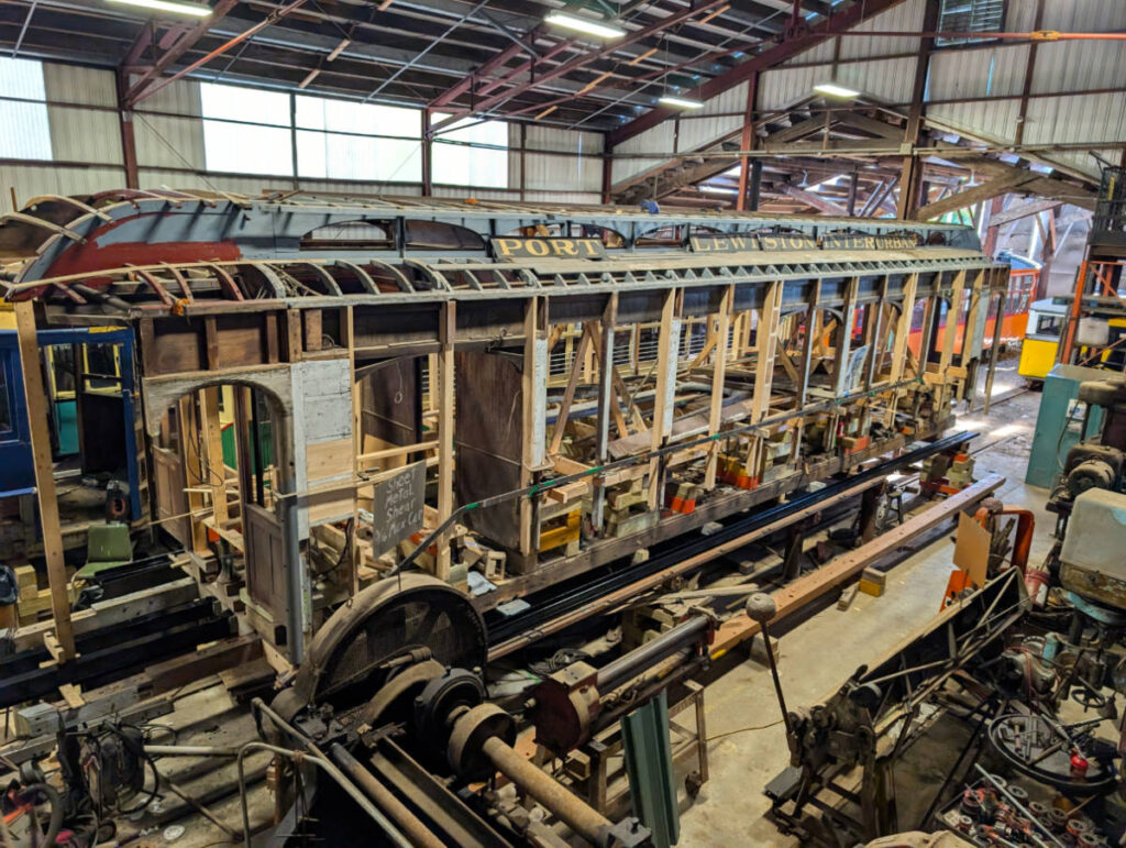 Trolley Refurbishment Barn at Seashore Trolley Museum Kennebunkport Maine 1