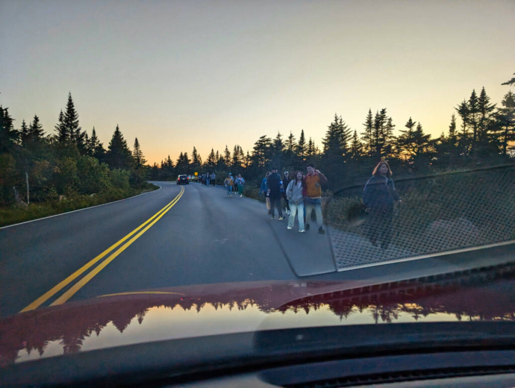 Walking back to cars after Sunset from Cadillac Mountain in Acadia National Park Bar Harbor Maine 7