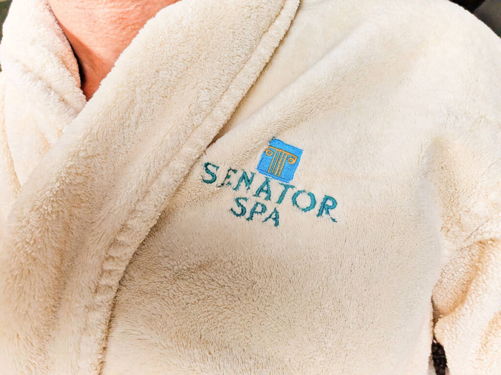 Embroidered Bathrobe at Senator Spa at Senator Inn and Spa Augusta Maine 2