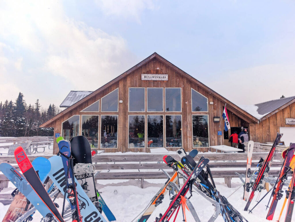 Exterior of Bullwinkles Mid Mountain Lodge at Sugarloaf Ski Area Carrabassett Valley Maine 3