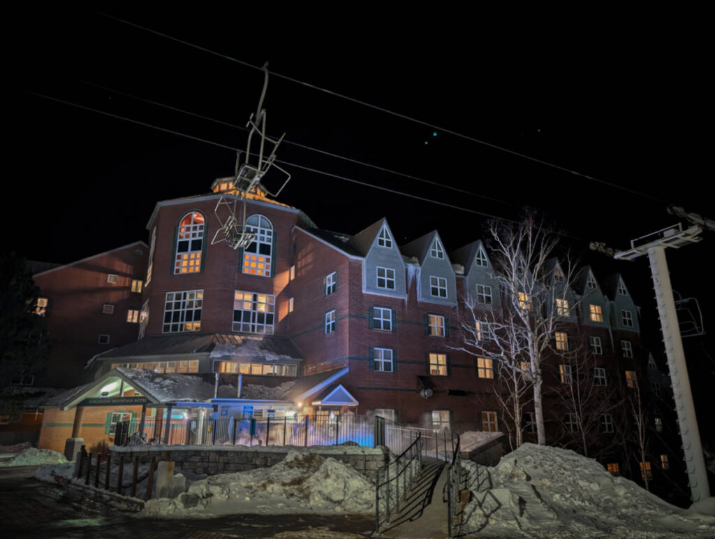 Nighttime at Hot Tub at Sugarloaf Mountain Hotel Carrabassett Valley Maine 2