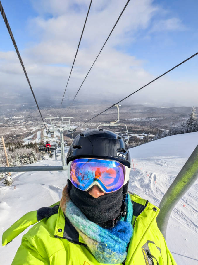 Rob Taylor on Ski Chair Lift at Sugarloaf Mountain Ski Area Carrabassett Valley Maine 1