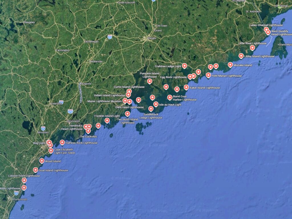 Map of Maine Lighthouses