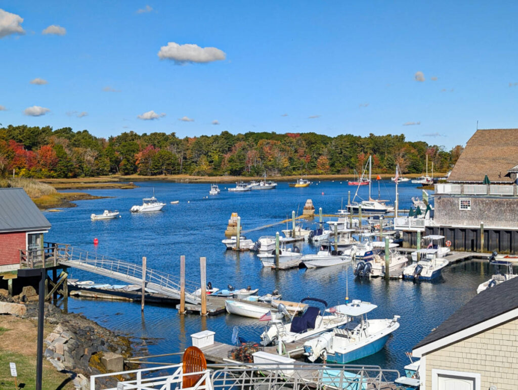 View of Kennebunk River from Breakwater Inn from the water Kennebunkport Maine