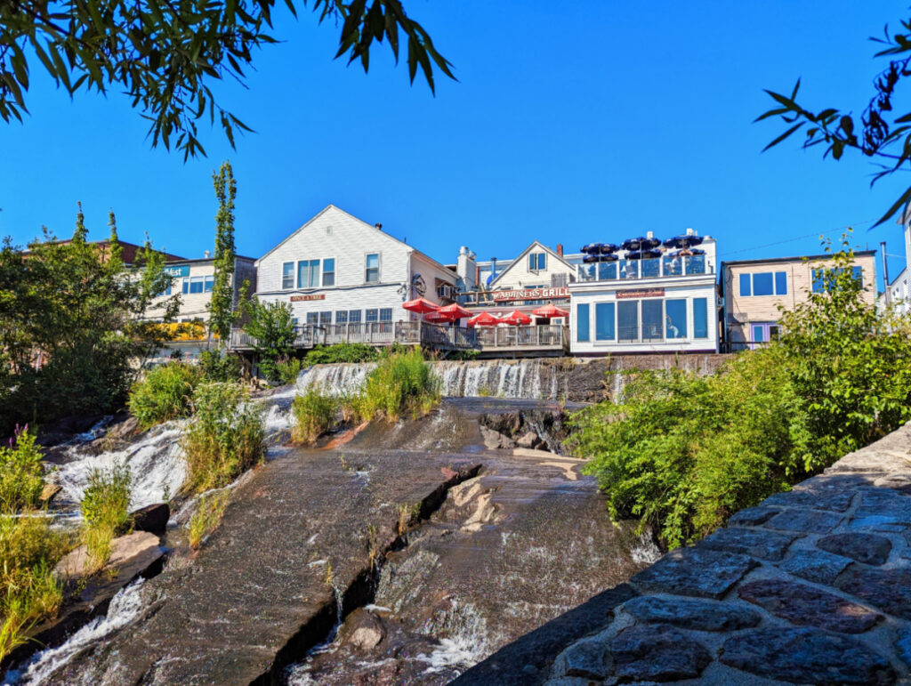 Waterfall Overlook Buildings in Downtown Camden Maine